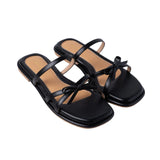 Refined Ribbon Sandals in Black
