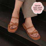 Refined Ribbon Sandals in Camel Brown
