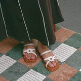 Serene Sandals in Hana White & Brown