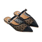 Zara Buckle Mules in Hana Mesh Black