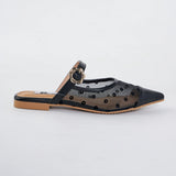 Zara Buckle Mules in Hana Mesh Black