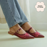 Zara Buckle Mules in Hana Mesh Maroon