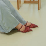 Zara Buckle Mules in Hana Mesh Maroon