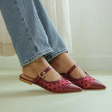 Zara Buckle Mules in Hana Mesh Maroon