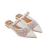 Zara Buckle Mules in Hana Mesh White