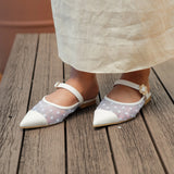 Zara Buckle Mules in Hana Mesh White